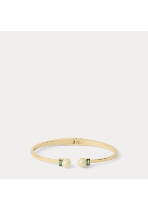 Gold-Plated Stone Cuff Bracelet