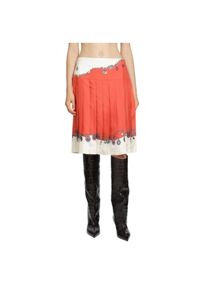 Printed Twill Silk Midi Skirt