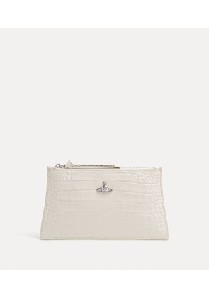 Vivienne Westwood Small Flat Zip Clutch Emboss Croc Leather Pearl-white One Size Women