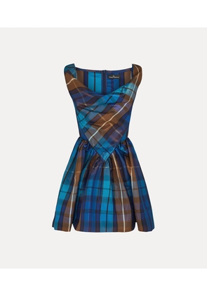 Vivienne Westwood Mini Sunday Dress Buchanan Tartan Poly Shiny-blue-brown 40 Women