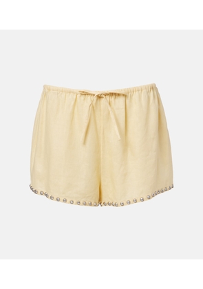 Staud Paddle embellished linen shorts
