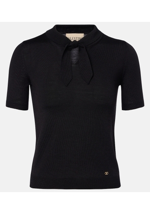 Valentino VLogo tie-neck wool-blend top