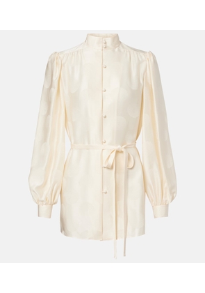 Valentino Belted silk jacquard shirt