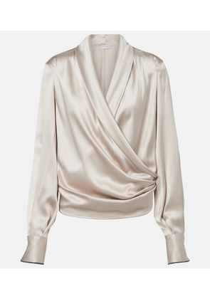 Brunello Cucinelli Draped silk-blend blouse