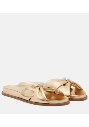 Jimmy Choo Rafi embellished metallic leather sandals