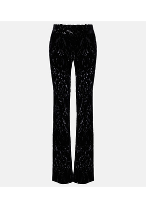 Gucci Floral devore velour wide-leg pants