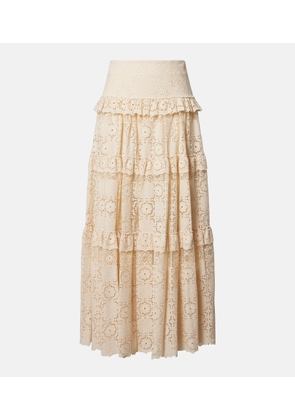 Elie Saab Guipure lace cotton and silk-blend maxi skirt