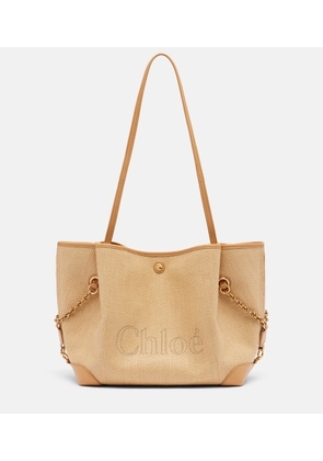 Chloe Chloe Clover Medium raffia-effect tote bag