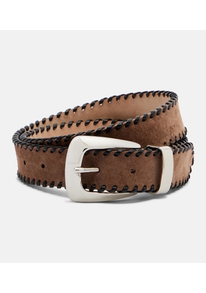 Khaite Benny leather-trimmed suede belt