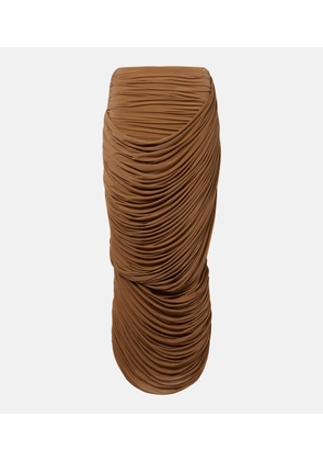 Magda Butrym Draped ruched jersey midi skirt