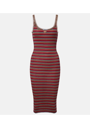 Prada Logo ribbed-knit cotton midi dress