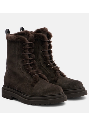 Brunello Cucinelli Monili shearling-trimmed suede lace-up boots