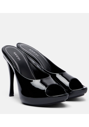 Gucci Viv patent leather platform mules