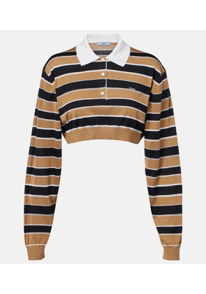 Prada Striped cropped silk polo shirt