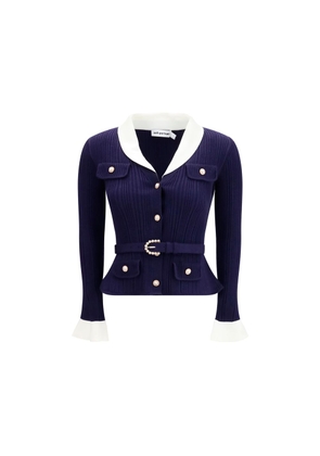 Self-Portrait Blue Polyamide Cardigan - L