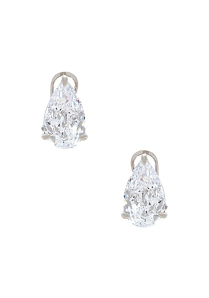 By Adina Eden Cz Fancy Pear Stud Earring in Metallic Silver.