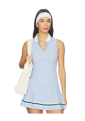 Gold Hinge Zipper Polo Tank in Baby Blue. Size XS. Also in S, M, L, XL.