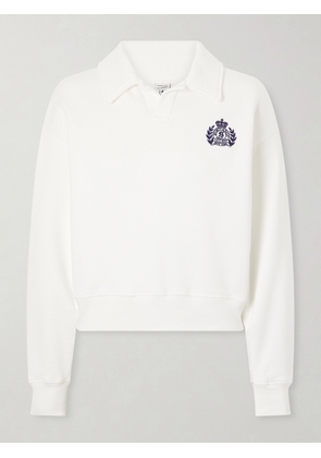 Sporty & Rich - Embroidered Ribbed-detail Cotton Sweatshirt - White - x small,small,medium,large,x large