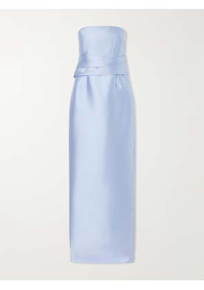 Solace London - Ingrid Pleated Satin-twill Gown - Blue - UK 4,UK 6,UK 8,UK 10,UK 12,UK 14,UK 16