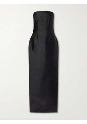Solace London - Ingrid Pleated Satin-twill Gown - Black - UK 4,UK 6,UK 8,UK 10,UK 12,UK 14,UK 16