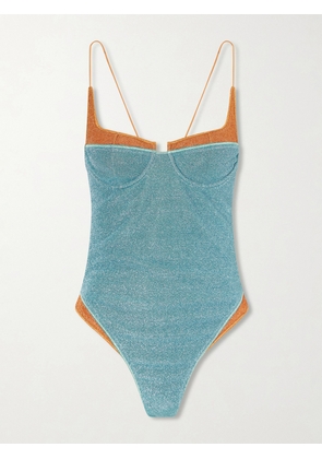 Oséree - Lumiere Double Metallic Balconette Swimsuit - Blue - small,medium,large,x large