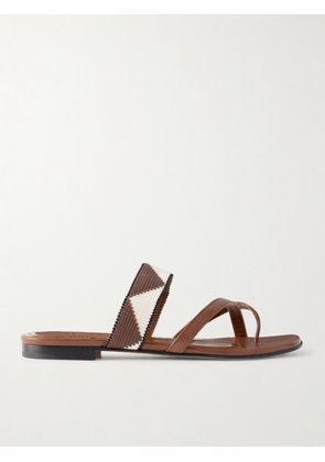 Manolo Blahnik - Susastra 10 Leather Woven Sandals - Brown - IT35,IT36,IT36.5,IT37,IT37.5,IT38,IT38.5,IT39,IT39.5,IT40,IT40.5,IT41,IT41.5,IT42,IT43