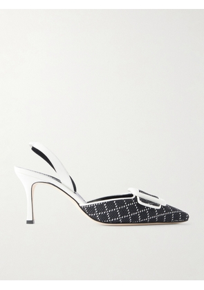 Manolo Blahnik - Mayslibi 70 Woven Leather Slingback Pumps - Black - IT36,IT36.5,IT37,IT37.5,IT38,IT38.5,IT39,IT39.5,IT40,IT40.5,IT41,IT41.5,IT42