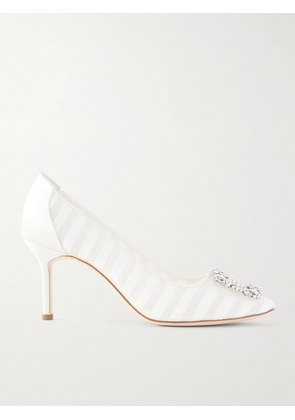 Manolo Blahnik - Hangisila 70 Leather And Mesh Pumps - White - IT36,IT36.5,IT37,IT37.5,IT38,IT38.5,IT39,IT39.5,IT40,IT40.5,IT41,IT41.5,IT42