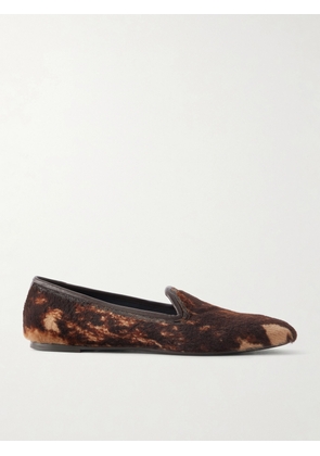 Brunello Cucinelli - Bead-embellished Leather-trimmed Brushed Loafers - Brown - IT36,IT36.5,IT37,IT37.5,IT38,IT38.5,IT39,IT39.5,IT40,IT40.5,IT41