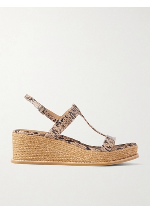 Jimmy Choo - Theia 60 Snake-effect Leather Espadrilles Wedge Sandals - Animal Print - IT35,IT36,IT36.5,IT37,IT37.5,IT38,IT38.5,IT39,IT39.5,IT40,IT40.5,IT41,IT41.5,IT42