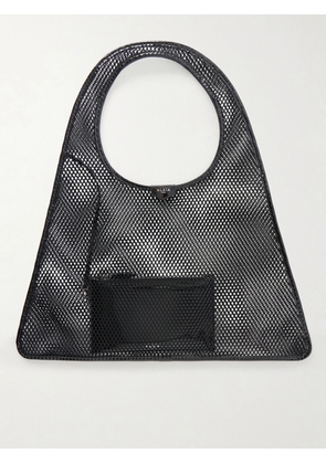 Alaïa - Leather-trimmed Crocheted Shoulder Bag - Black - One size
