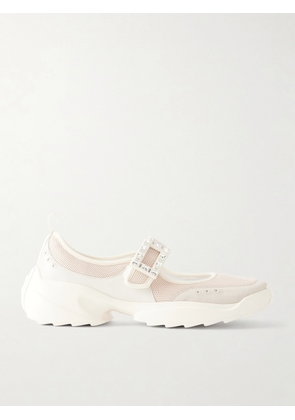 Roger Vivier - Viv On The Run Embellished Leather-trimmed Mesh Mary Jane Sneakers - Neutrals - IT36,IT36.5,IT37,IT37.5,IT38,IT38.5,IT39,IT39.5,IT40,IT40.5,IT41,IT41.5,IT42