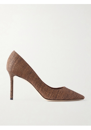 Jimmy Choo - Romy 85 Raffia Pumps - Brown - IT35,IT36,IT36.5,IT37,IT37.5,IT38,IT38.5,IT39,IT39.5,IT40,IT40.5,IT41,IT41.5,IT42