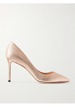 Jimmy Choo - Romy Macaron 85 Metallic Crinkled Leather Pumps - Rose gold - IT35,IT36,IT36.5,IT37,IT37.5,IT38,IT38.5,IT39,IT39.5,IT40,IT40.5,IT41,IT41.5,IT42