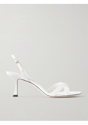 Jimmy Choo - Elsy 70 Textured-leather Sandals - White - IT35,IT36,IT36.5,IT37,IT37.5,IT38,IT38.5,IT39,IT39.5,IT40,IT40.5,IT41,IT41.5,IT42