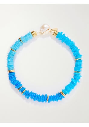 Lizzie Fortunato - Lita Gold-plated Quartz, Pearl And Cord Beaded Necklace - Blue - One size