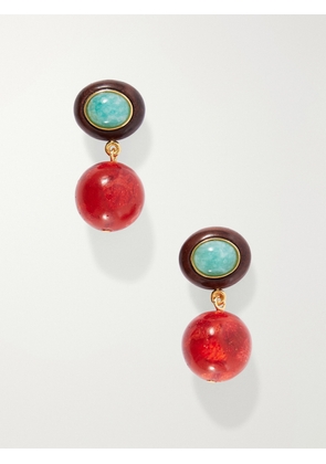 Lizzie Fortunato - Laurel Gold-plated Amazonite, Cornelian And Wood Earrings - Multi - One size