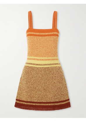 ESCVDO - Plumar Striped Crocheted Cotton Mini Dress - Orange - x small,small,medium,large,x large