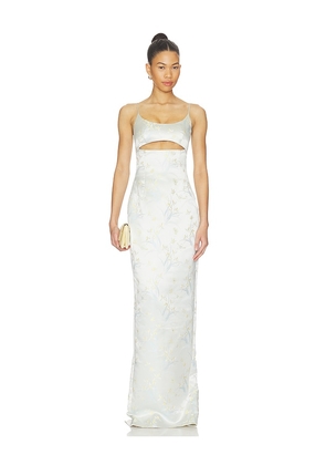 SAU LEE Constance Jacquard Gown in Slate. Size 2. Also in 00, 0, 4, 6, 8, 10, 12.