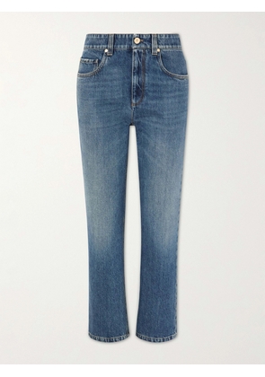 Brunello Cucinelli - Cropped Bead-embellished Straight-leg Jeans - Blue - IT36,IT38,IT40,IT42,IT44,IT46,IT48,IT50