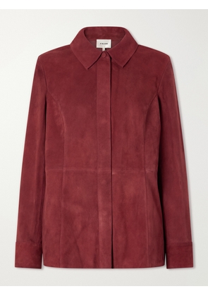 FRAME - Paneled Suede Shirt - Red - x small,small,medium,large,x large