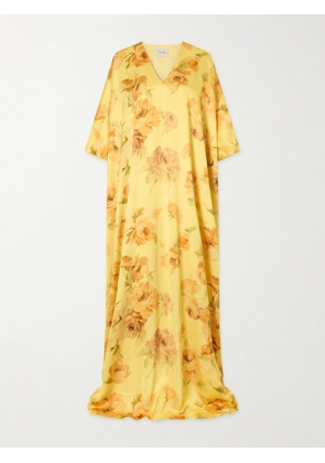 Dima Ayad - Floral-print Satin Gown - Yellow - XS/S,M/L,XL/XXL