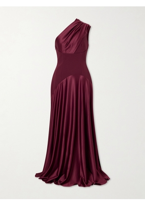 Solace London - Gabriela Pleated Satin Gown - Purple - UK 4,UK 6,UK 8,UK 10,UK 12,UK 14,UK 16