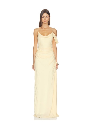 With Harper Lu Draped Gown in Yellow. Size S. Also in XS, M.