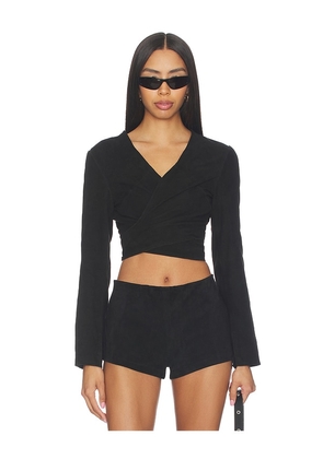 Understated Leather x REVOLVE Long Sleeve Wrap Top in Black. Size S. Also in XS, M, L.