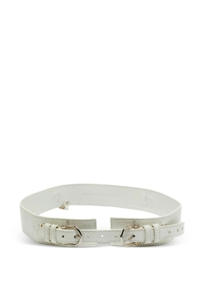 Burberry Pre-Owned double-buckle leather belt - White