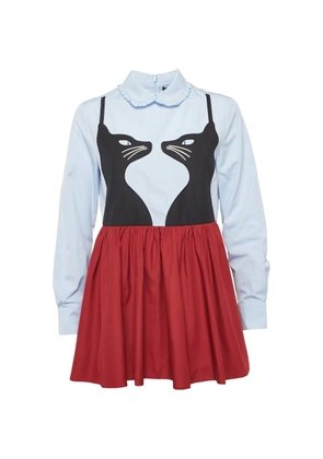 Weekend Max Mara cat-motif peplum-hem blouse - Blue