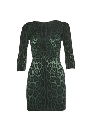 Dolce & Gabbana Pre-Owned leopard-print mini dress - Green