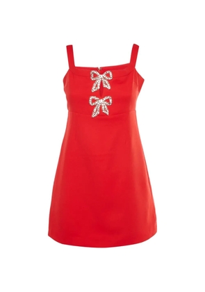Self-Portrait bow-embellished crepe mini dress - Red