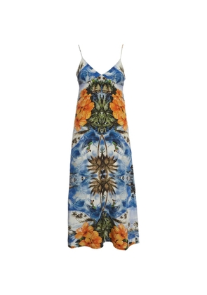 Stella McCartney Pre-Owned hawaiian-print silk midi dress - Blue